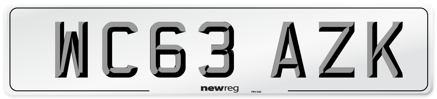 WC63 AZK Number Plate from New Reg